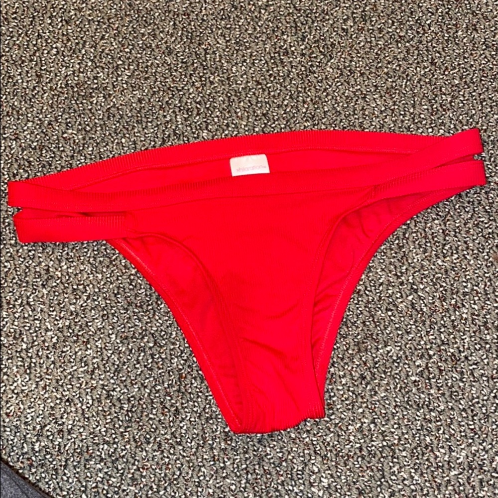 NWOT Bright Red Ribbed Bikini Bottoms